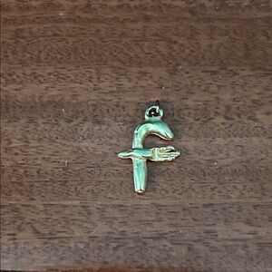 Gold Letter 'f' Initial Charm Pendant